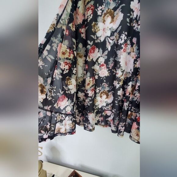 North Style Soft Evening Floral Mesh Shrug, Open Front, 3/4 Sleeves Size 3x - Picture 6 of 13